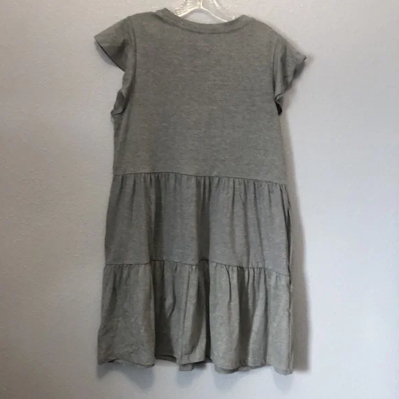 GAP dress Women's M light heather gray cap sleeve tiered knit v neck petite EUC - Picture 6 of 11